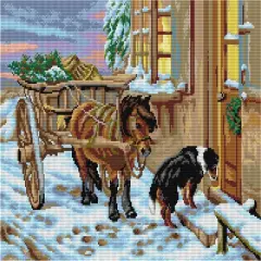 Gobelin canvas for halfstitch without yarn after John Sargent Noble - Their Christmas Eve2753M