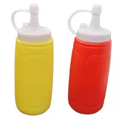 Handy Housewares 2 pc Squeezable Picnic Condiment 8 oz. Squeeze Dispenser Storage Bottles - Great for Ketchup Mustard or BBQ Sauce!