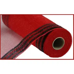 10" Border Stripe Metallic Mesh Ribbon: Red/Black (10 Yards)