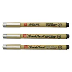 Sakura Pigma Brush and Sketch Brush Pens - Set of 3, Black