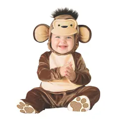 Infant Mischievous Monkey Costume with Hood Tuft and Skid Resistant Feet