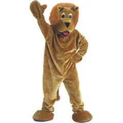 Furry Lion Mascot Costume with Head Mitts and Oversized Feet, Ideal for Halloween