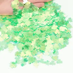 1500pcs/50g Shamrock Confetti Decorations,Iridescent Shamrock Table Confetti Green Glitter Lucky Clover Shamrock Sequin for St. Patrick's Day Party Home Decoration