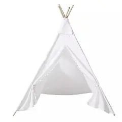 White Kids Teepee Play Tent with Window Indoor Outdoor Playhouse Playroom Home