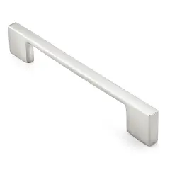 Cauldham Solid Kitchen Cabinet Pulls Handles (5" Hole Centers) - Modern Thin Profile Drawer/Door Hardware - Style M255 - Satin Nickel