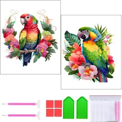 2 Pack 5D Diamond Art Painting Kits for Adults Beginners with All Tools,DIY Full Crystal Drill Bead Art Paints by Numbers for Home Wall Decoration Gift,Spring Bird 12x16 in/Round Gems
