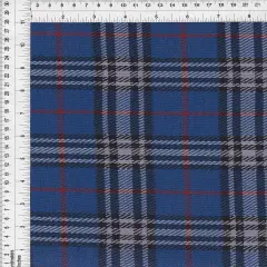 1 Yard Double Knit Jacquard Plaid Fabric Stretch Polyester Spandex 58/60 Inches Wide Blue/Red