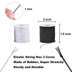 2 Rolls 1 mm 330 Feet Sturdy Bracelet String, Stretchy Elastic String for Jewelry Making, Necklaces, Beading