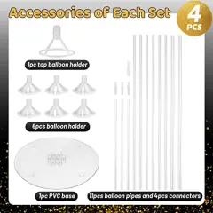 4 Sets Balloon Stand Kit For Table, Balloon Sticks with Base Birthday Graduation Party Decorations Wedding
