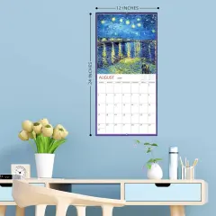 Wall Calendar 2025-2026 - Calendar 2025-2026, 18-Month Monthly Wall Calendar 2025-2026 from Jul. 2025 - Dec. 2026, 12" x 24" (Open), Unruled Blocks - Art Paintings