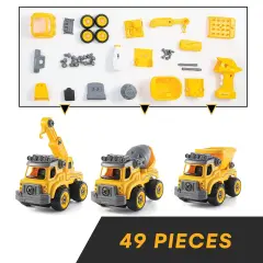Take Apart Toys with Battery Powered Drill - 3-in-1 Take Apart Truck with Remote Control - Easy Assembly Construction Truck with Drill for Kids Builds Imagination and Building Skills
