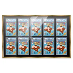 Comic Book Frame with Mat for 10 Graded Comics - Bronze Wood Comic Frame With Black Mat for 8.125x13 Comics - 44x28.25 Frame Size