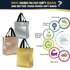 12 Pieces Luxury Mix Color Gift Bags Medium Size - Mix Color Set with 4 Rose Gold, 4 Silver, 4 Gold gift bags - Birthday Gift Bags, Goodie Bags, Party Favor Bags, Medium Gift Bags - 8X4X10 Size