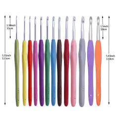 38 Pieces Crochet Hooks Set, 13 Pcs 2mm(b)-10mm(n) Ergonomic Soft Grip Crochet Handles, Crochet Needle with Storage Case, for Arthritic Hands, Extra Long  Knitting Needles