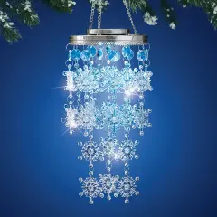 Collections Etc Solar Powered Sparkling Hanging Snowflakes Christmas Dangler