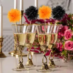 20 Pack Foil Firework Halloween Cupcake Toppers - Black Orange