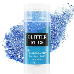 Blue Hair Face Glitter Makeup