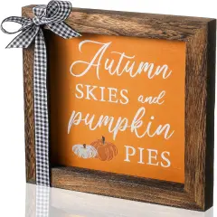 Autumn Skies and Pumpkin Pies Wooden Table Signs Thanksgiving Table Decor
