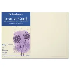 Strathmore Creative Cards and Envelopes - Full Size, Ivory with Deckle, Pkg of 50