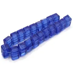 20 10mm Royal Blue Glass Cube Beads