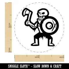 Skeleton Monster Warrior Fighter Fantasy Axe Self-Inking Rubber Stamp Crafting Pink