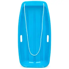 Best Choice Products 35in Kids Outdoor Plastic Sport Toboggan Winter Snow Sled Board w/ Pull Rope, 2 Handles Ice Blue