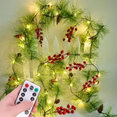 Christmas Garlands 6.56FT 30 LED Remote Garlands with Lights Battery Operated