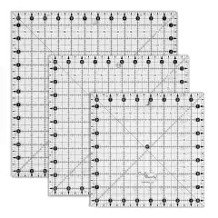 3 Non-Slip Square Quilting Template Rulers - 8.5", 10.5", 12.5"