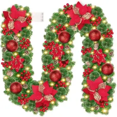 Christmas Garland with Lights, 9FT Lighted Christmas Garland with 30 LED
