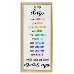 Stupell Industries En Esta Clase Eres&hellip; Framed Floater Canvas Wall Art Gold Floater Frame