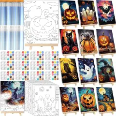 12 Pack Pre Drawn Canvas for Painting Sip and Paint Kit(multicolored)