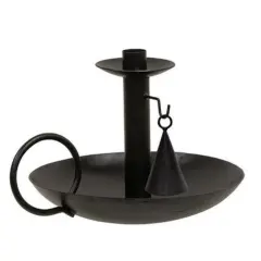 Black Iron Taper Holder with Snuffer and Antique Rust Finish