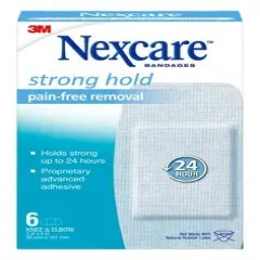 Nexcare&trade; Strong Hold Pain-Free Removal Bandages, Knee & Elbow SSB-06, 2 in x 4 in (50 mm x 101 mm)