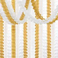 White Ivory-Gold Party-Decorations Streamers Garland - 12pcs 4-Leaf Clover Paper Streamer Wedding Bridal Baby Shower Bachelorette Engagement Banners Neutral Champagne Birthday