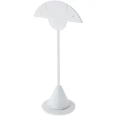Plymor White Faux Leather Fan Shaped, Two Pair Earring Display Stand, 2.75" W x 1.875" D x 5.875" H