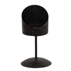Distressed Black Metal Pedestal Tealight Holder and 5 inches