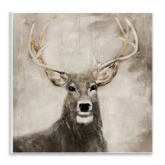Stupell Industries Gazing Deer in Neutrals Wall Plaque Design by Sally Swatland