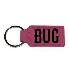 Keychain - Rectangle - Bug - Leather Pink/Black
