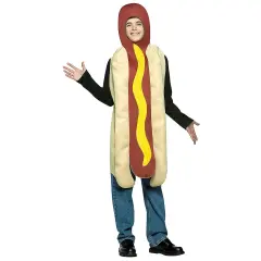 Hot Dog Teen Costume One-Piece Foam Bun Outfit Halloween