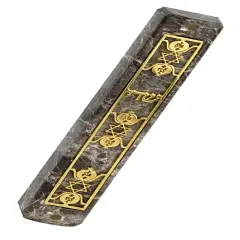 Marble Mezuzah Case with Metal Three Stars Decoration on Plate Copper