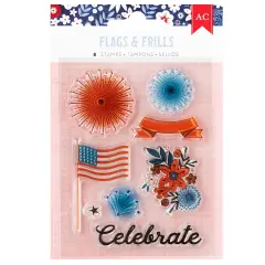 American Crafts Flags And Frills Clear Stamps-8/Pkg