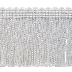 5 Yards of 2" Metallic Chainette Fringe Trim | 5 yard cut White AB