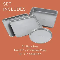 4 Pieces Baking Set Bakeware Steel Nonstick Toaster Oven Pan Set, Gray