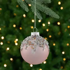 Northlight 4ct Pink Beaded and Sequined Glass Ball Christmas Ornament Set 2.75" (70mm)