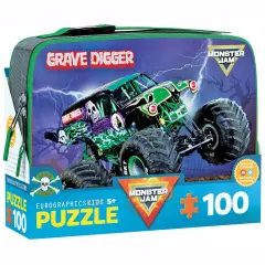Eurographics: Monster Jam Puzzle & Lunch Box - Grave Digger - 100-Piece Jigsaw & Insulated Zipper Bag - Monster Truck Themed Set, Licensed, Kids 5+