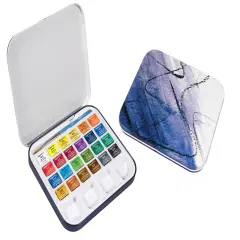 Daler-Rowney Aquafine Watercolor Paint Half Pan Travel Set-24/Pkg