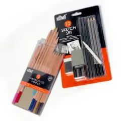 Duomo Fine Arts: 22pc Fine Art Starter Set - Includes 12 Watercolor Pencils & 10 Sketching Components, Drawing Art Supplies, Adults & Kids Ages 9+