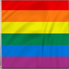 Rainbow Pride Flag Stripe 3x5 Ft, Bright Color & Fade Proof Longest Last Gay Pride Flag 3x5 for Outside, Double Stitched Polyester with Two Strong Brass Grommets Gay LGBT Flag for Outdoor, Wall and Bedroom (1 PCS)