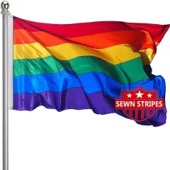 Rainbow Pride Flag 3x5 Outdoor-LGBTQ Flags Pride Flag Sewn Stripes Vivid Color Heavy Duty Polyester Flags with 2 Brass Grommets