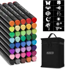 Dual Tip Fabric Markers, 40 Colors Permanent No Bleed Pens for T-Shirts Sneakers, Non-Toxic & Child Safe for Kids Adult Painting Writing